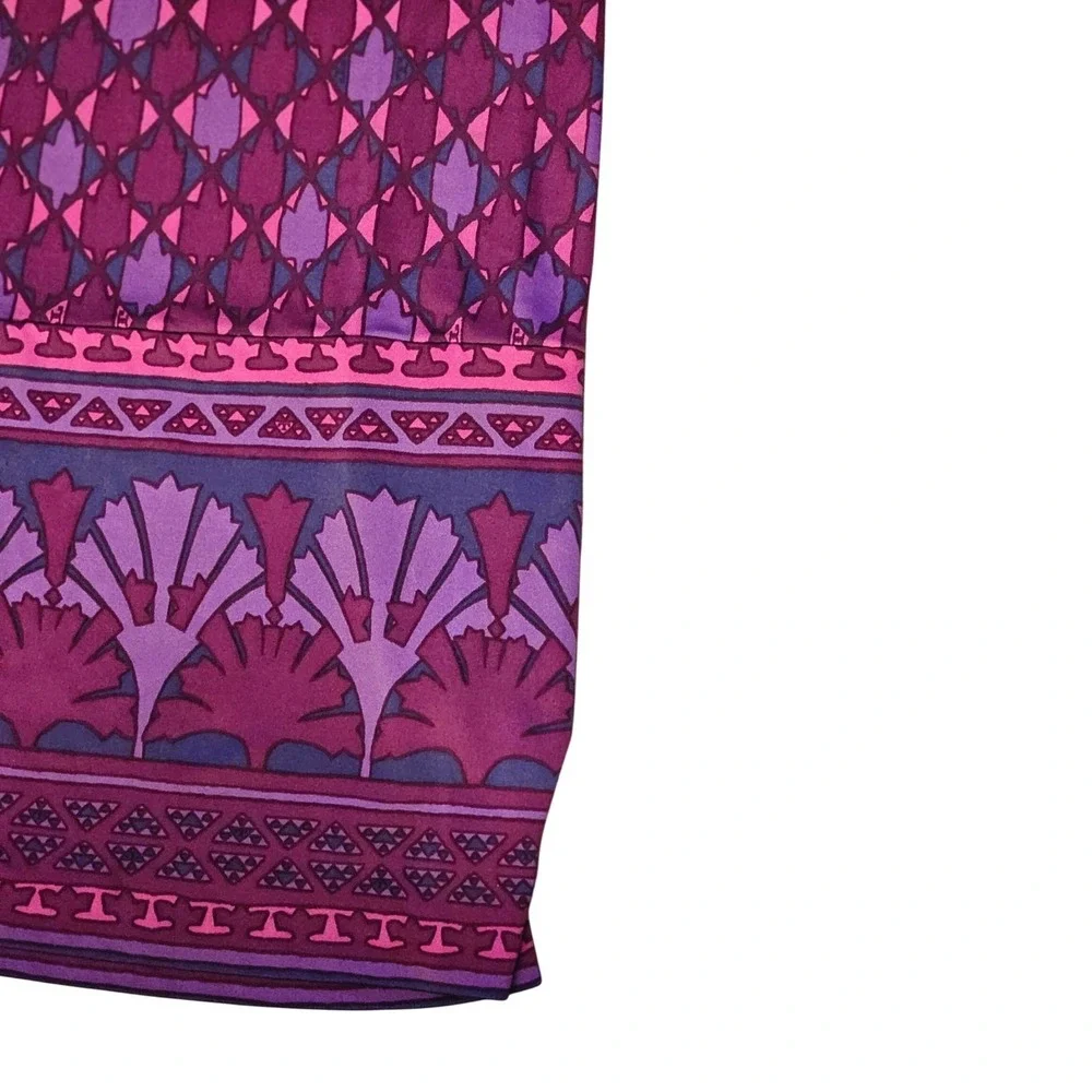 Tory Burch Pink Purple Geometric Floral Jersey Long Sleeve Belted Dress XL